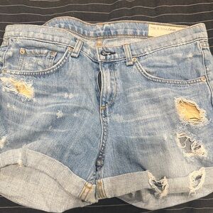 Rag & Bone Tattered Lt Wash Cuffed Boyfriend Destroyed Distressed Jean Shorts 28